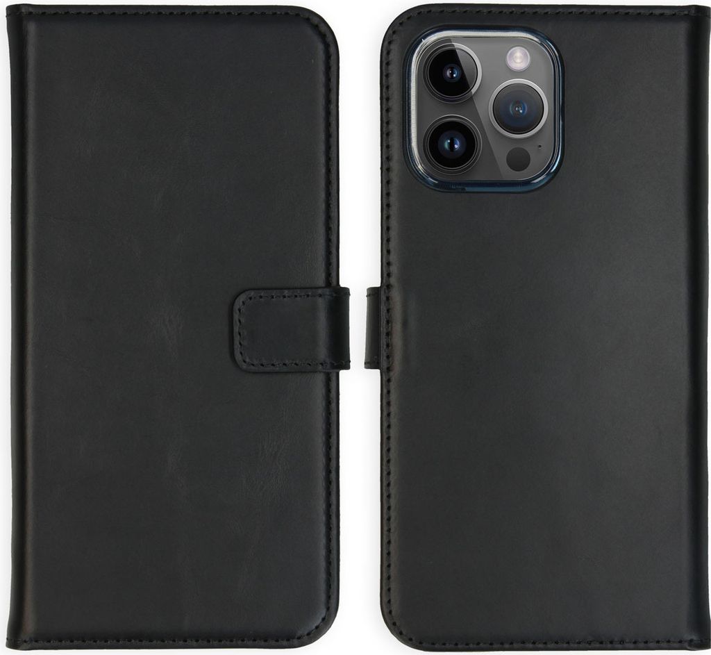 Selencia Echtleder Klapphülle iPhone 15 Pro Max - Schwarz Produktbild 