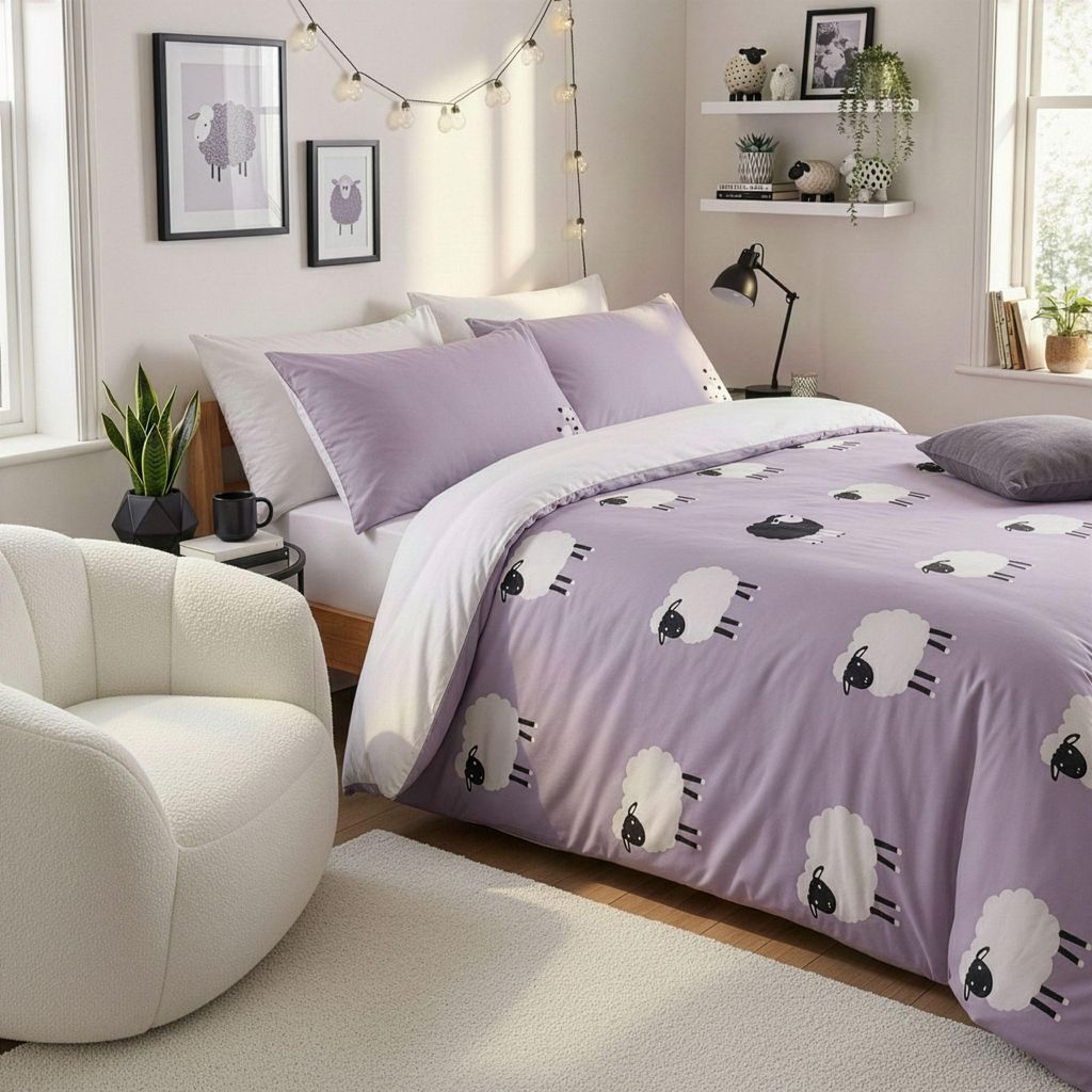 L'Essentiel Linge de Maison, XXL Bettwäsche Set (1 Stück) in Lila, 155 x 220 cm, 70% Baumwolle / 30% Polyester, Maschinenwaschbar bei 30 °C, mit...