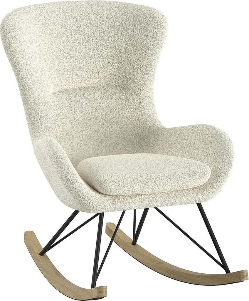 Fauteuil Rocking-Chair Rocky Maxi Beige Bouclé Douillet et Design