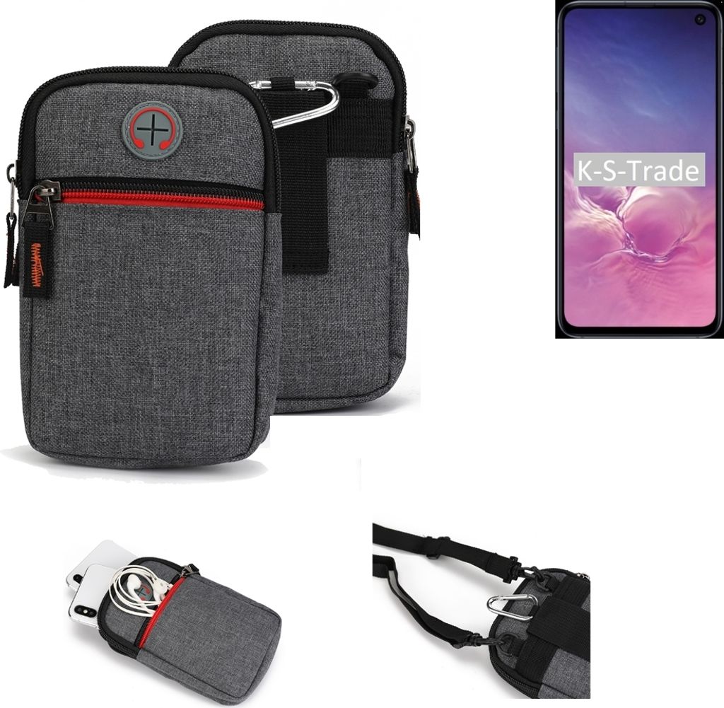 K-S-Trade Holster Gürteltasche kompatibel mit Samsung Galaxy S10e (DUOS) Handy Tasche Schutz Hülle grau Zusatzfächer 1x