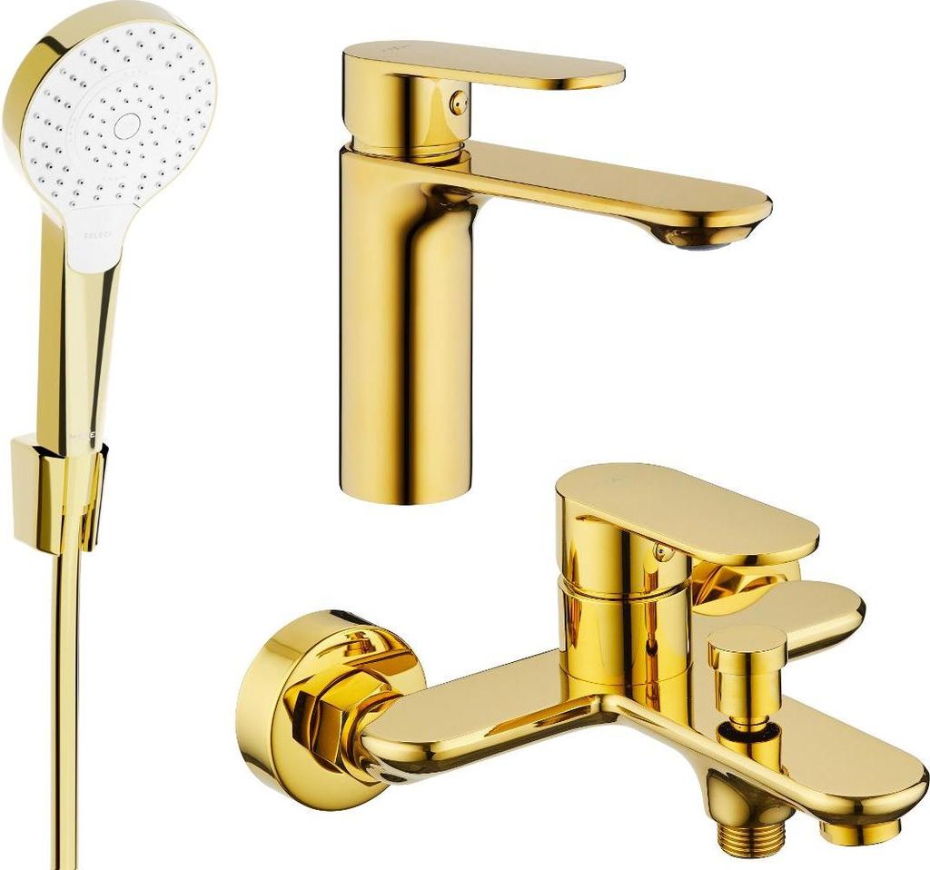 Milo R05 Mélangeur lavabo et baignoire avec accessoires, or Image du produit 