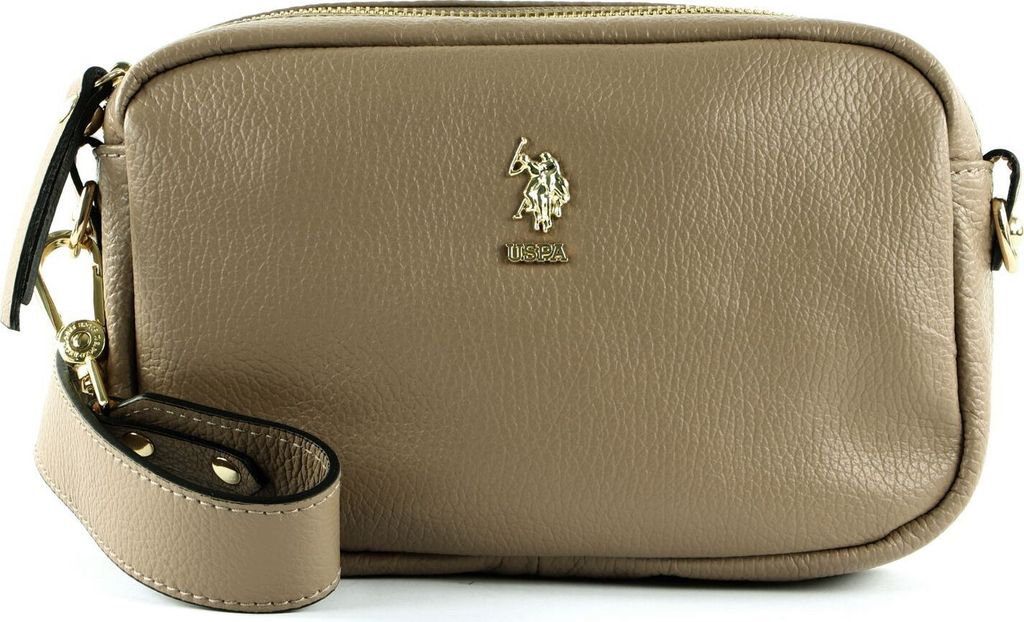 U.S. POLO ASSN. Leder Umhängetasche Arlington Crossbody Taupe hellbraun