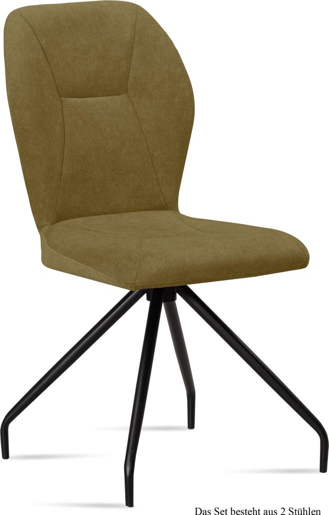 Esszimmerstuhl (2er-Set) Dinnie 51x92x60 Schwarz/Olivgrün