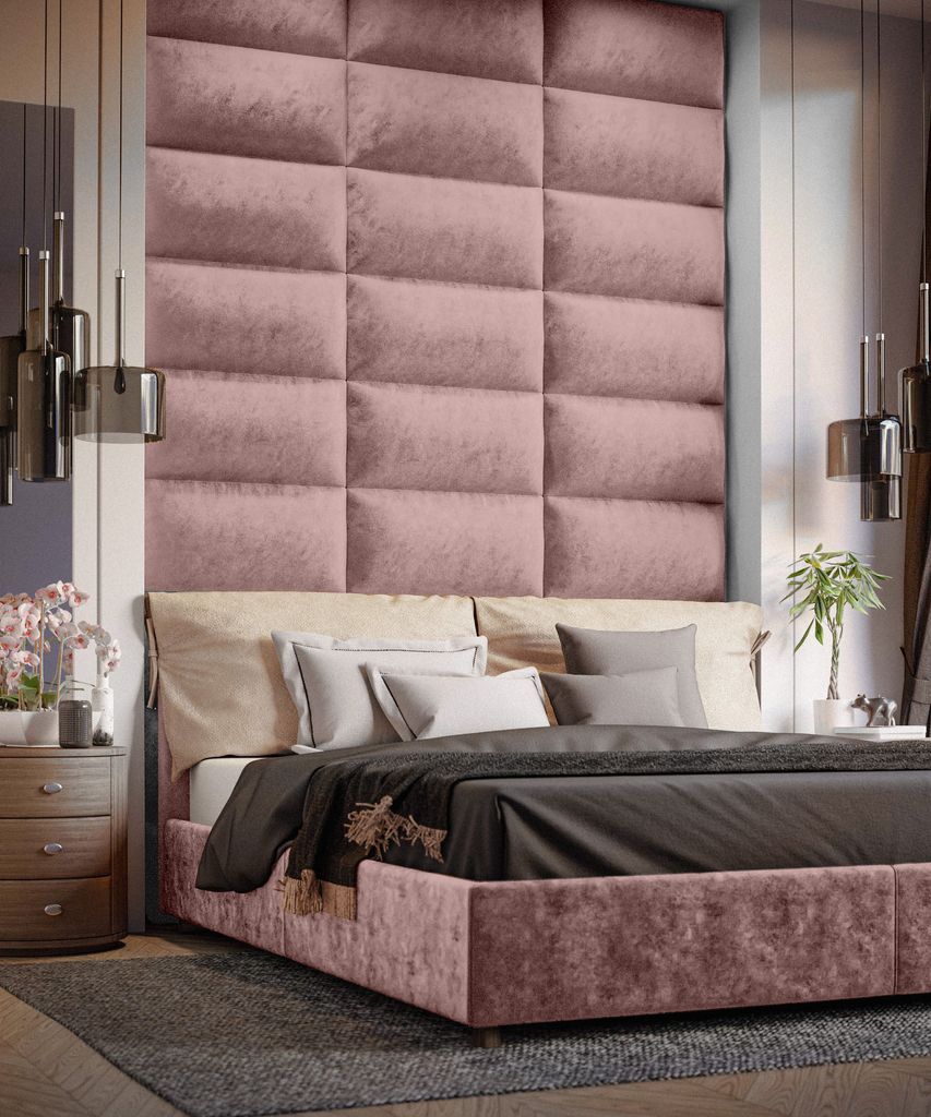 TAPHICEROS Hexagon Wandpaneel 30x26cm - Gepolstertes Wandkissen Puderrosa Swing 13