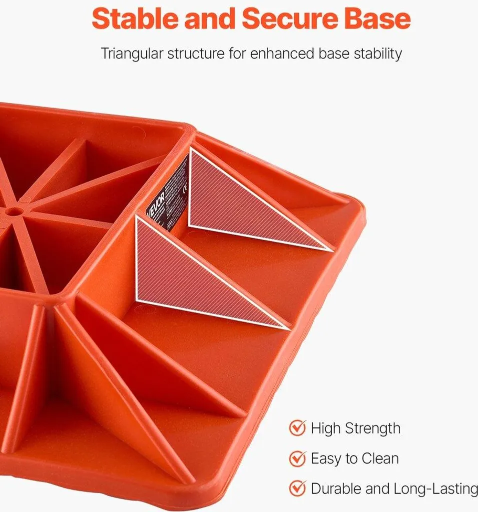 Base de cric tout-terrain rouge de 29cm avec support de poignée solide