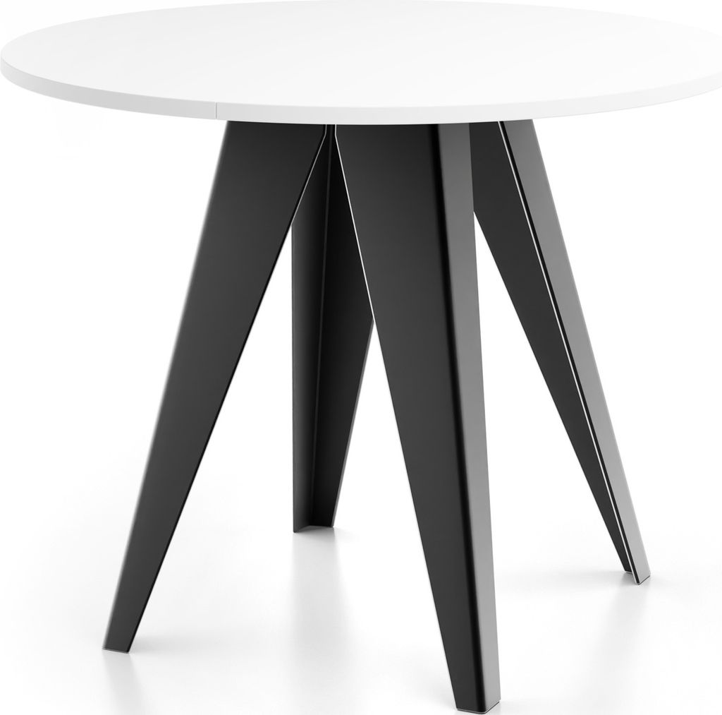 Esstisch Glory im Industriestil - Modern, Rund - Ausziehbar von 90 cm bis 130 cm, mit Pulverbeschichteten Metallbeinen, Tisch für Kleine Küche - ...
