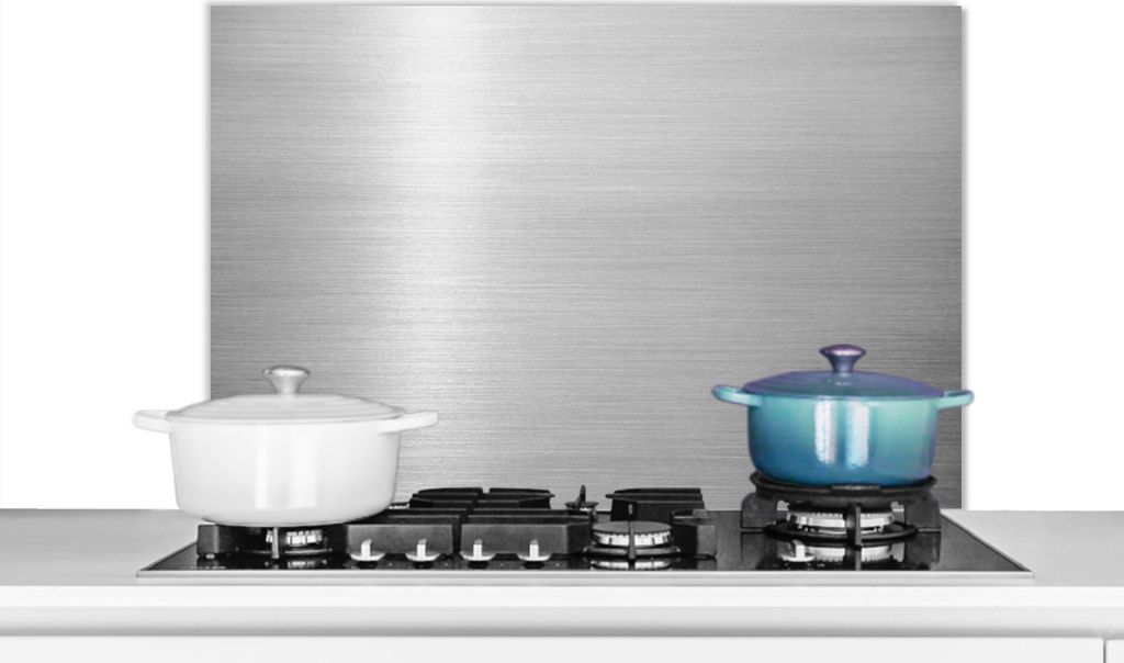 KitchenYeah Spritzschutz Küche - Küchenrückwand - Wandschutz für Herd und Spüle - Metallischer Hintergrund 80x55 - Alu-Dibond (Alternative ...