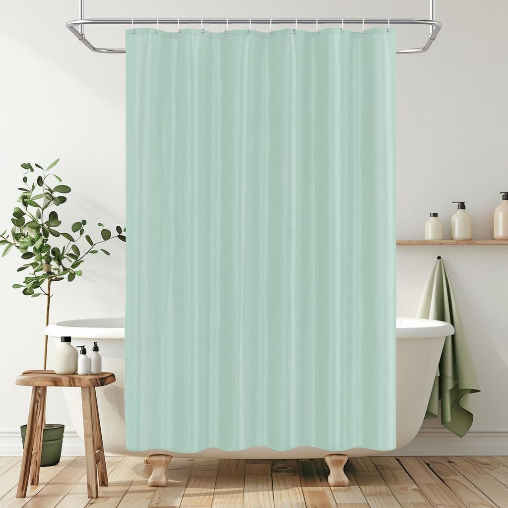 Duschvorhang aus Polyestergewebe, 180 x 200 cm, schimmelresistent, wasserdicht und waschbar, mit 12 Haken, grün