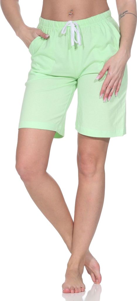 Damen Shorty Schlafanzug Pyjama Hose kurz - Mix & Match - perfekt zu kombinieren ; grün , 36