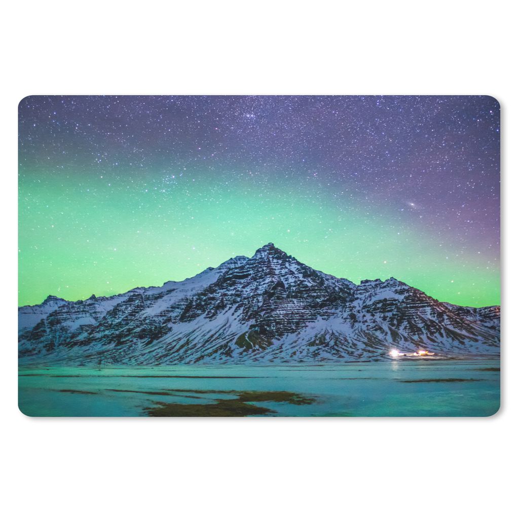 MuchoWow Mauspad Mousepad Berg - Nordlichter - Schweden - Schnee - Grün - Winter 27x18 cm - Mousepads - Maus Mat - Pad - Mausunterlage - Büroar...