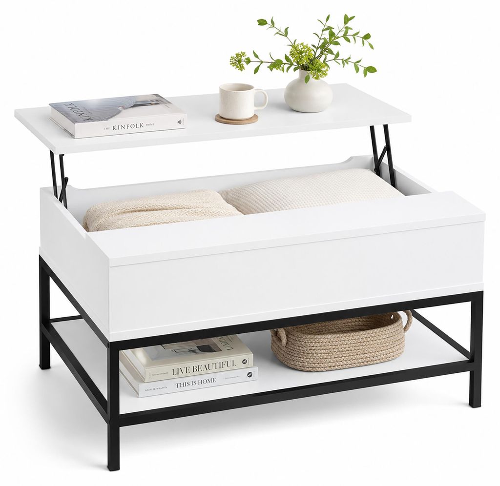 Relaxdays, mesa de centro abatible con espacio de Imagen del producto 