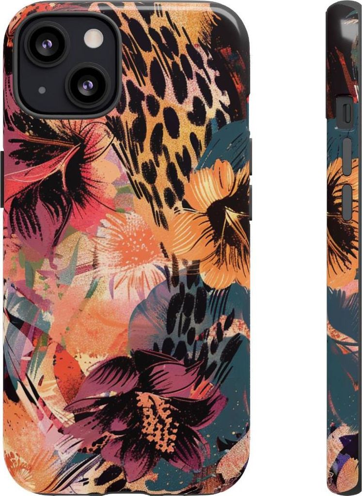 Abstraktes Blumen- und Animal-Print-Muster – Hülle Kompatibel mit iPhone 13