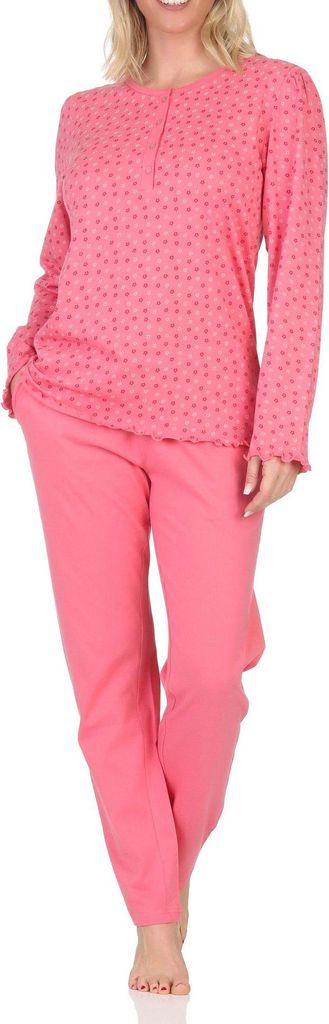 Normann Damen langarm Schlafanzug Pyjama im eleganten Minimal-Print ; beere , 44