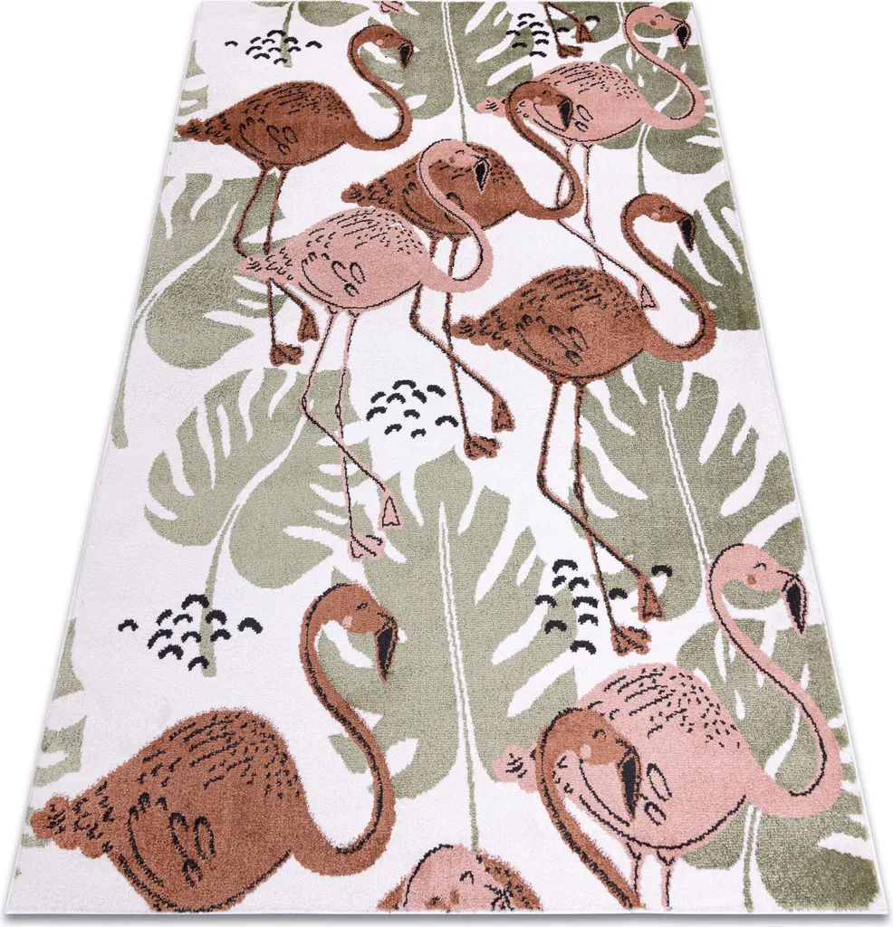 Tapis enfant FUN Flami rose crème à motifs flamants roses 180x270 cm