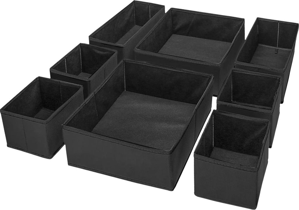 Aufbewahrungsbox für Unterwäsche - Faltbare Schubladen-Organizer Divider Würfel für BHs, Socken, Schals und Krawatten - Schwarz