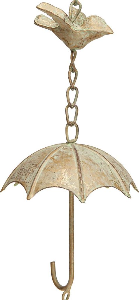 Vintage Metall Windspiel Deko Schirm Glocke Gartendeko 70cm