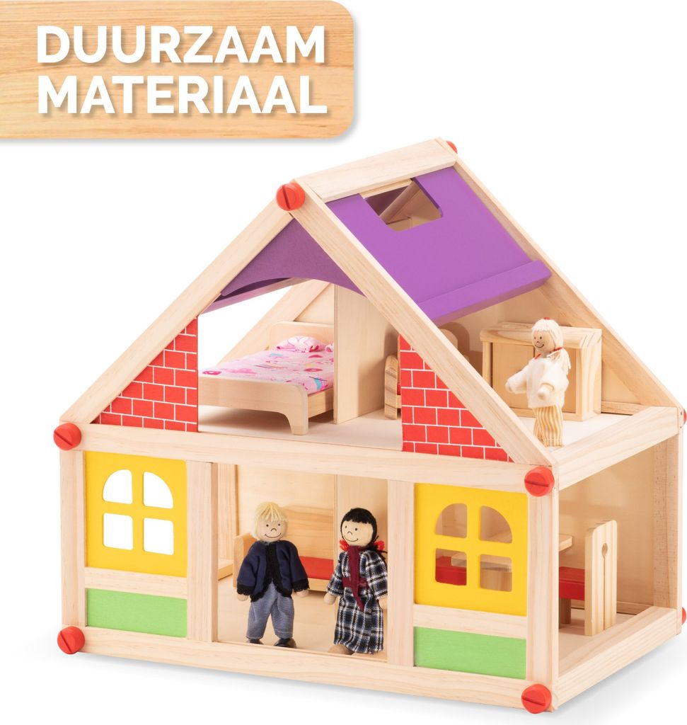 Marionette Wooden Toys Holzpuppenhaus inkl. Möbel und Produktbild 