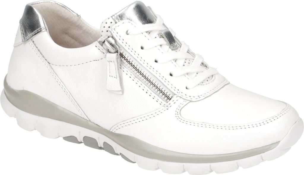 Rollingsoft Sneaker 86.968.51,Glattleder mit Metallic-Details, Weiß/ Silber, Fußbett zum Wechseln 42 1/2