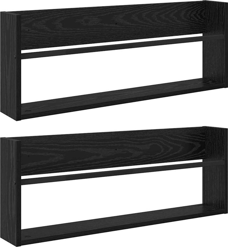 Magazinregal 2 pcs Schwarz Eichen-Optik 80 x 12 x 30 cm