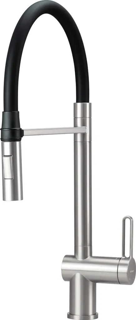 Robinet de cuisine professionnel avec douchette mobile noire et Inox