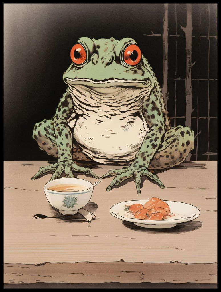 Plakat 60x80cm Abendessen im Bambuswald