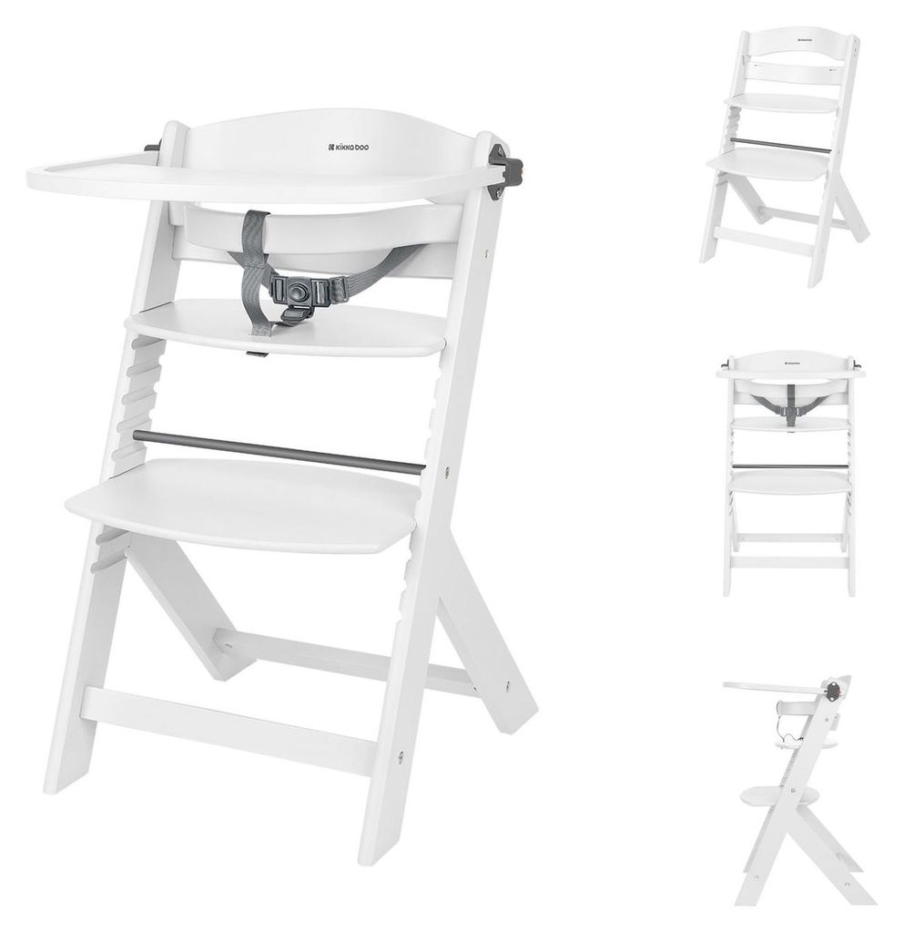 Kikka boo Kinderhochstuhl Nordy Holz Kinderstuhl Fußstütze verstellbarer Sitz weiß