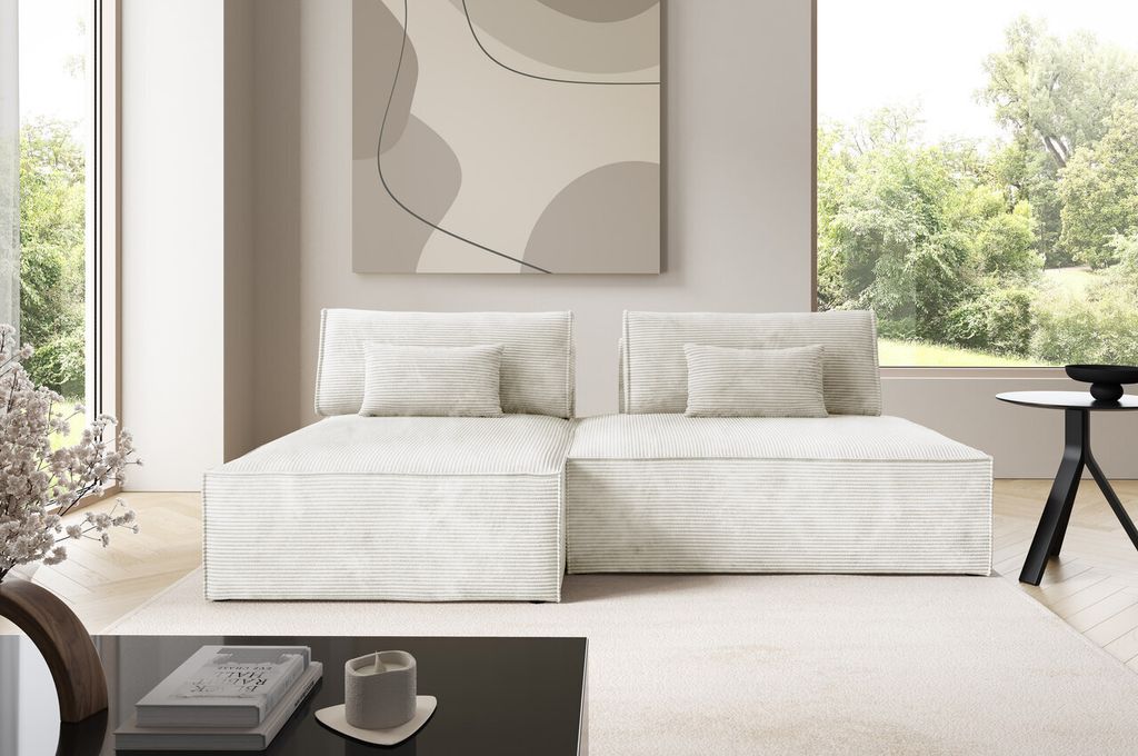 Furnisell Modular Cord Ecksofa Sofa "LUCCA", Beige