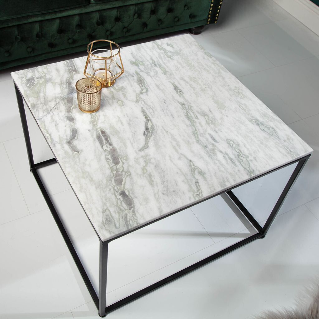 riess-ambiente Eleganter Couchtisch ELEMENTS 50cm weiß mit polierter Marmor-Platte Beistelltisch Tisch