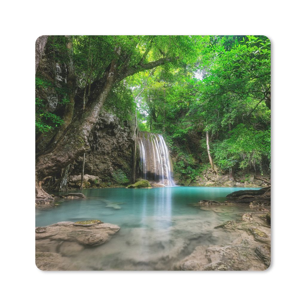 MuchoWow Mauspad Mousepad Erawan-Wasserfall in Kanchanaburi, Thailand. 30x30 cm - Mousepads - Maus Mat - Pad - Mausunterlage - Gaming