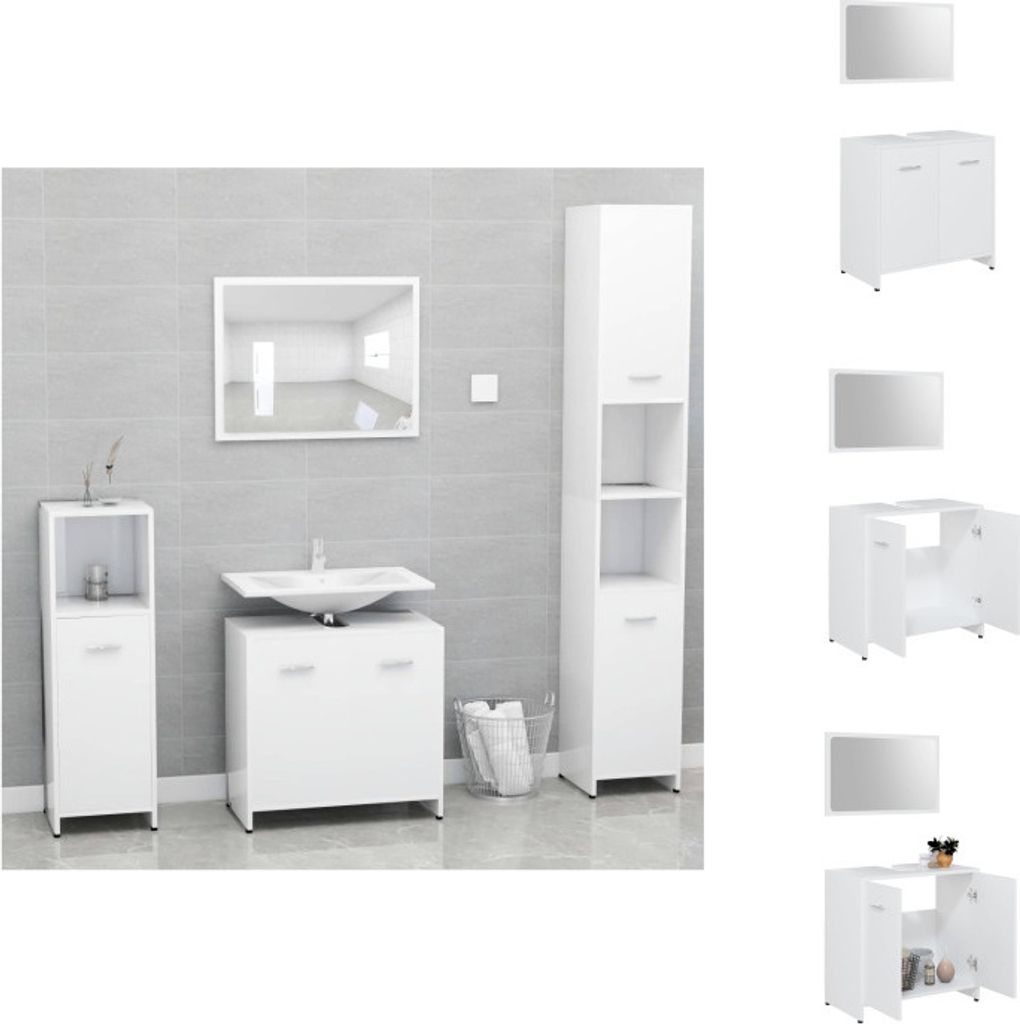 A bathroom vanity set with a sink, mirror, and cabinets in a tiled room.