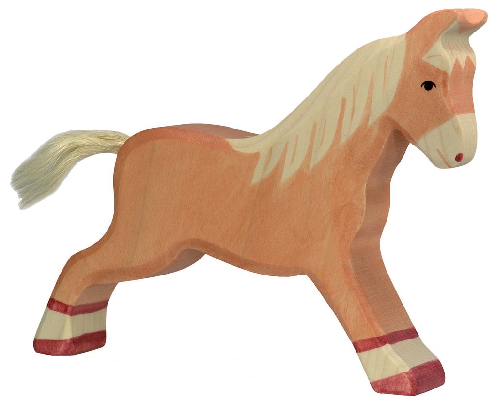 Holztiger Holzfigur Spielzeug, laufend, hellbraun, ungiftige Farben, ca. 17,5 x 13,5 cm