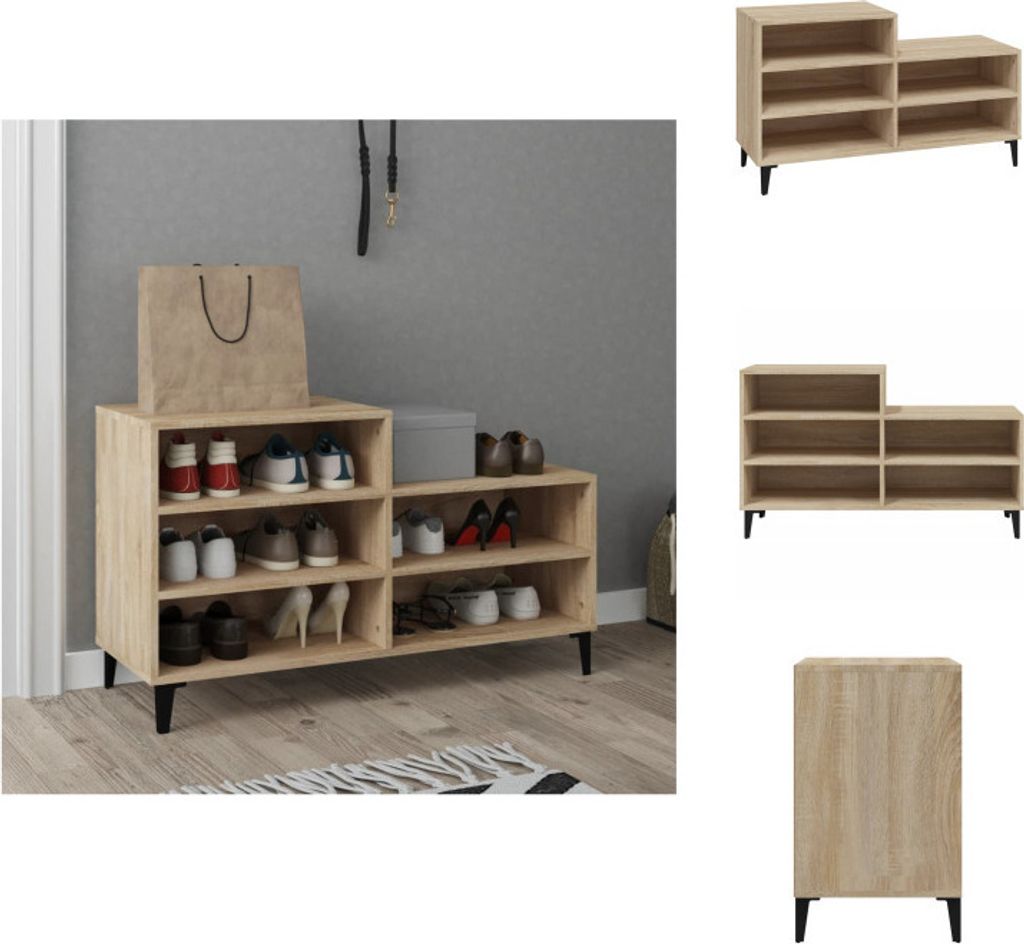 vidaXL Schuhregal Sonoma-Eiche 102x36x60 cm Holzwerkstoff - Schuhregale & -schränke