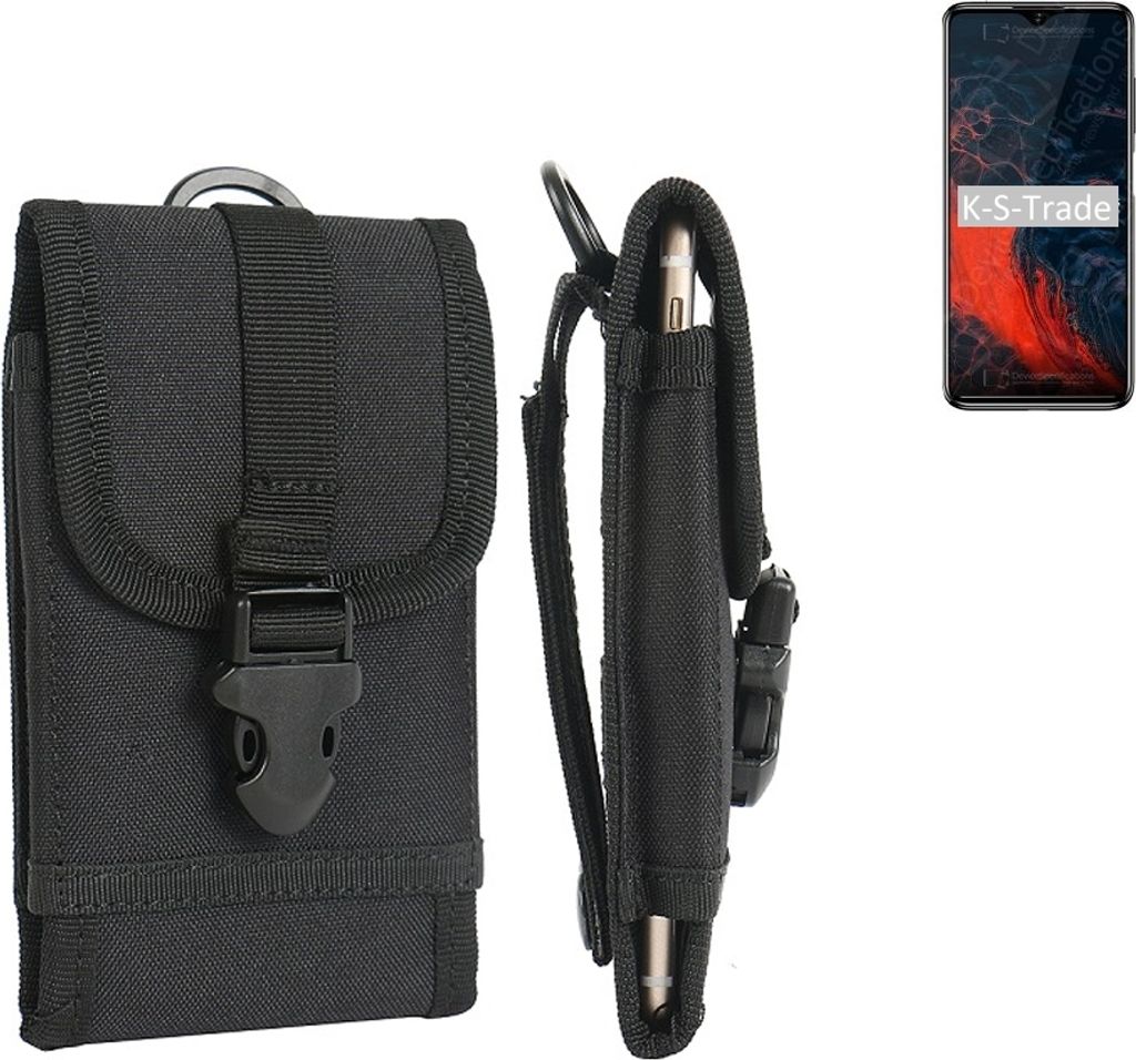 K-S-Trade Holster Handy Hülle kompatibel mit Elephone E10 Holster Handytasche Gürtel Tasche Schutz Hülle Robust Outdoor schwarz