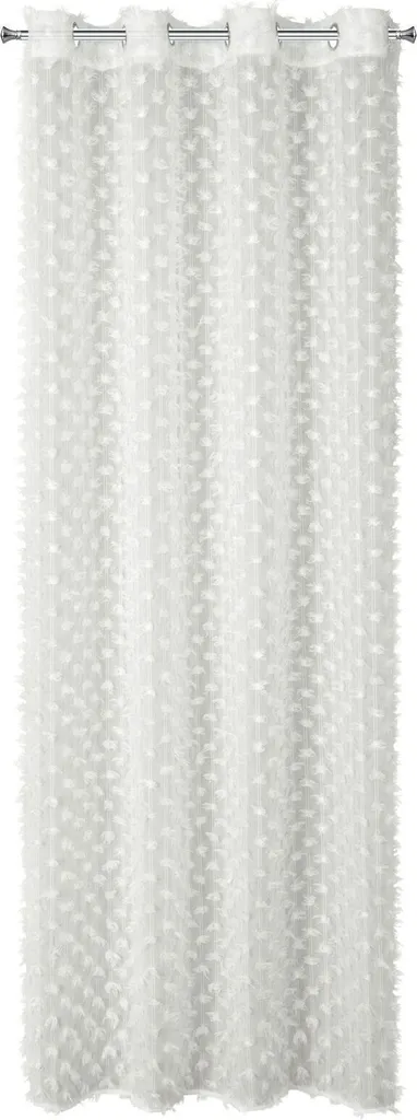 Rideau Crème à Pompons 135x250 cm en Tissu Fluide Haute Qualité Pro