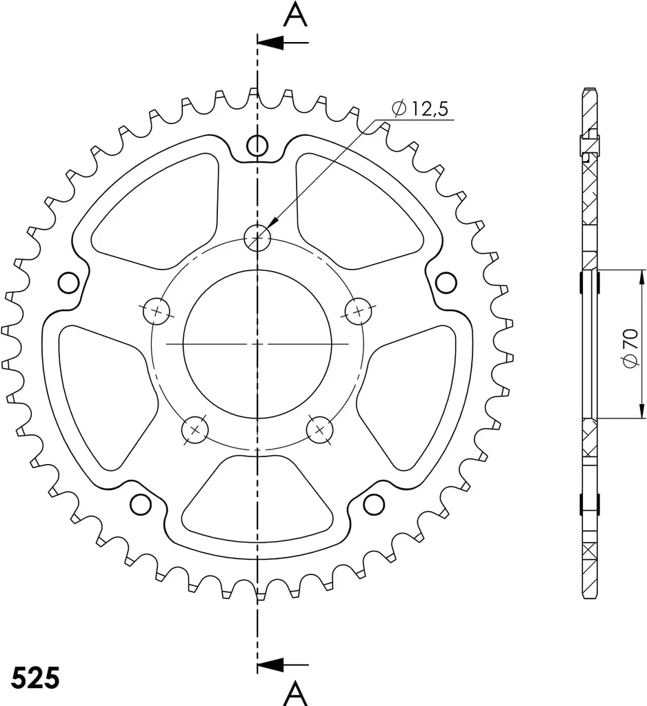 Couronne moto 525 Supersprox Stealth bleue 45 dents ultra résistante 5-Loch