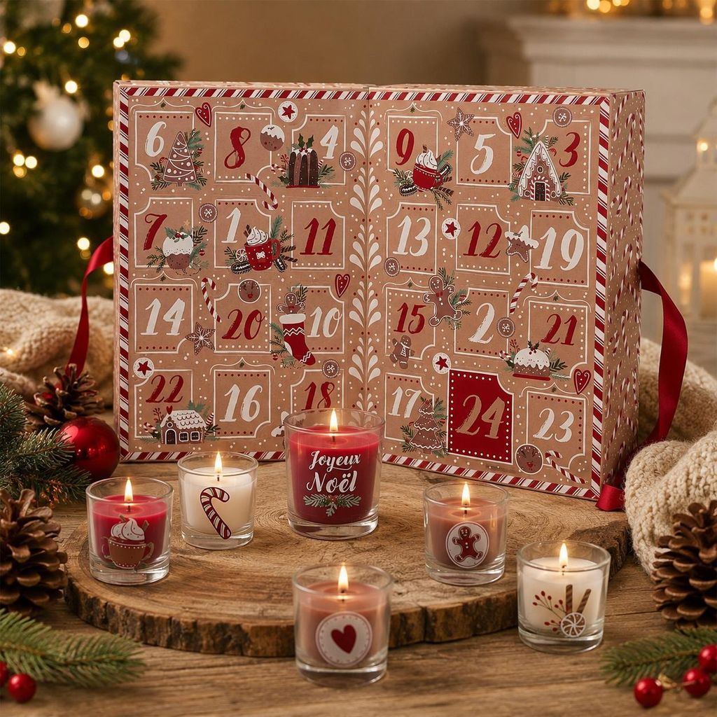 r Adventskalender mit 24 Duftkerzen – Aufklappbarer