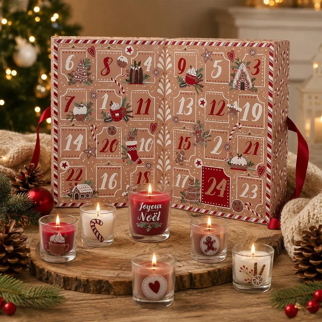 r Adventskalender mit 24 Duftkerzen – Aufklappbarer