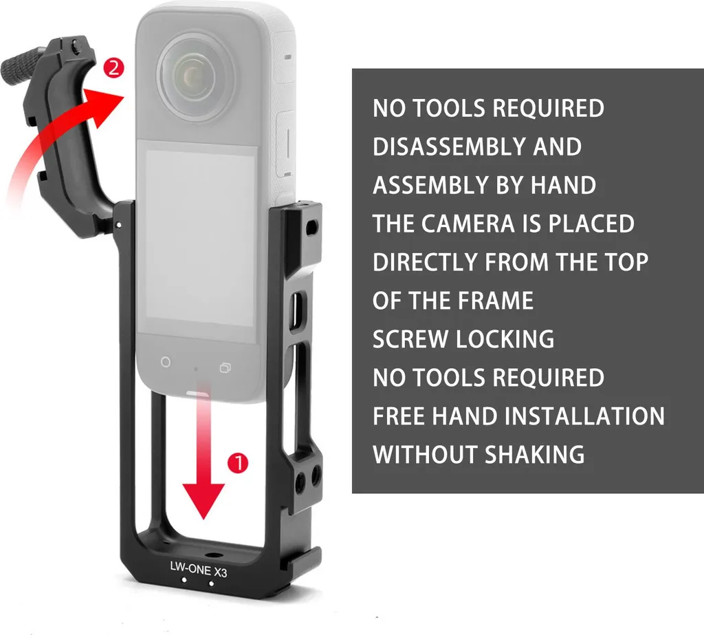 Cage pour vlogging Insta360 X3 cadre aluminium avec support micro - 5