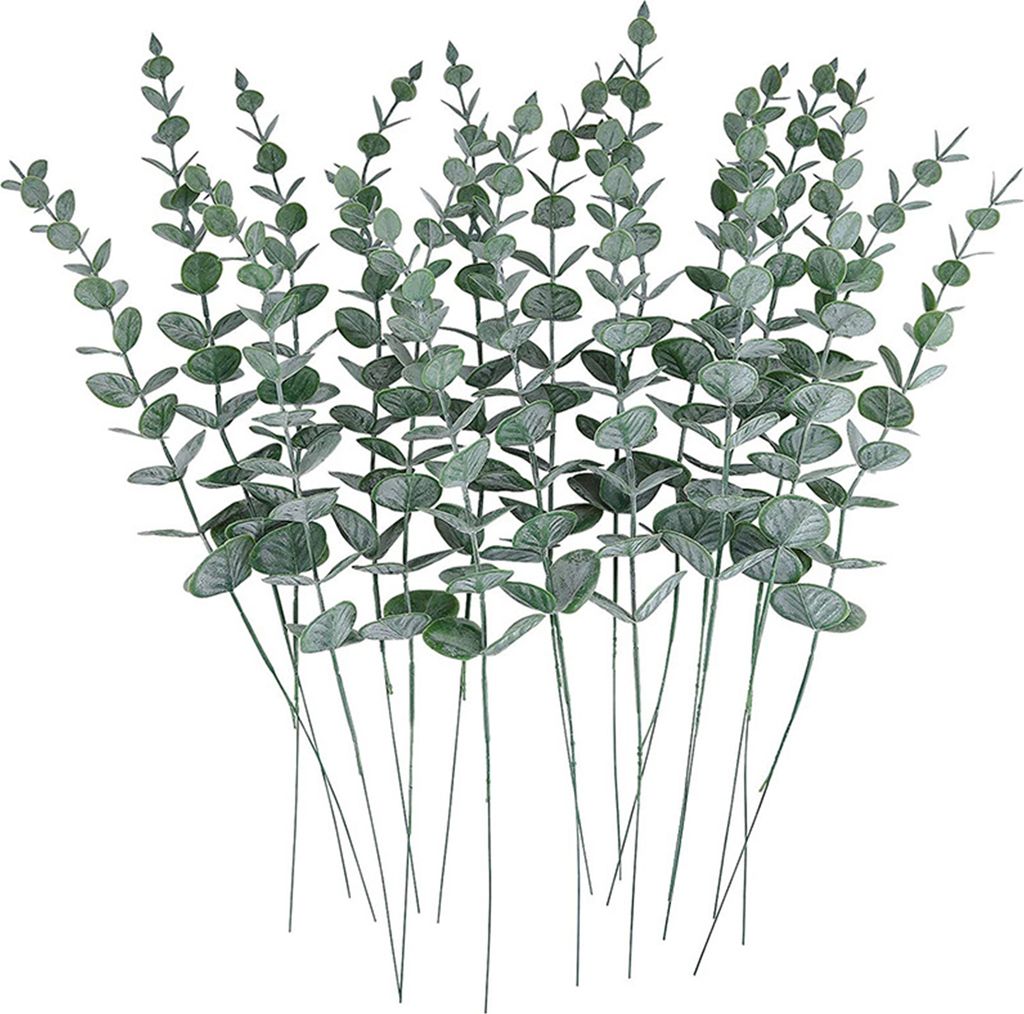 20Pcs Künstliche Pflanze Wiederverwendbare Simulation Eukalyptus Stiele Realistische Grünpflanzen für Hochzeit Hause Dekoration