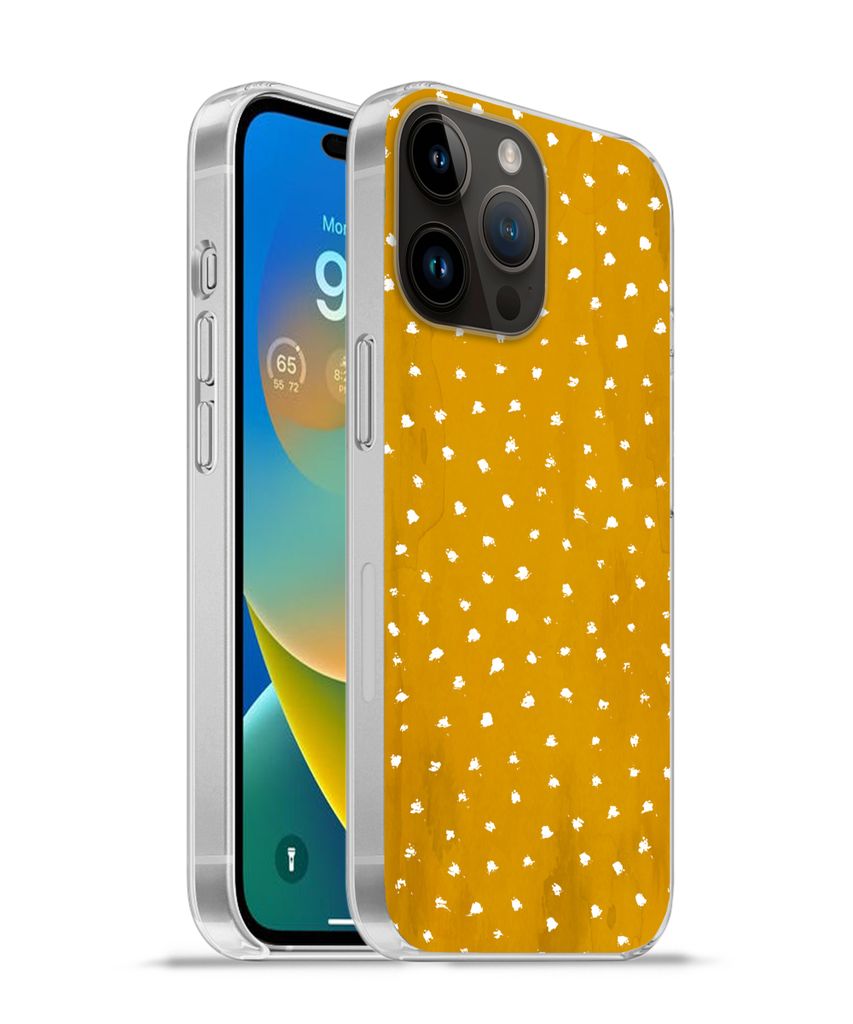 MuchoWow Handyhülle Schutzhülle Hülle für Apple iPhone 14 Pro Max Tupfen - Orange - Weiß Silikon Softcase Handy Hülle - Hardcover