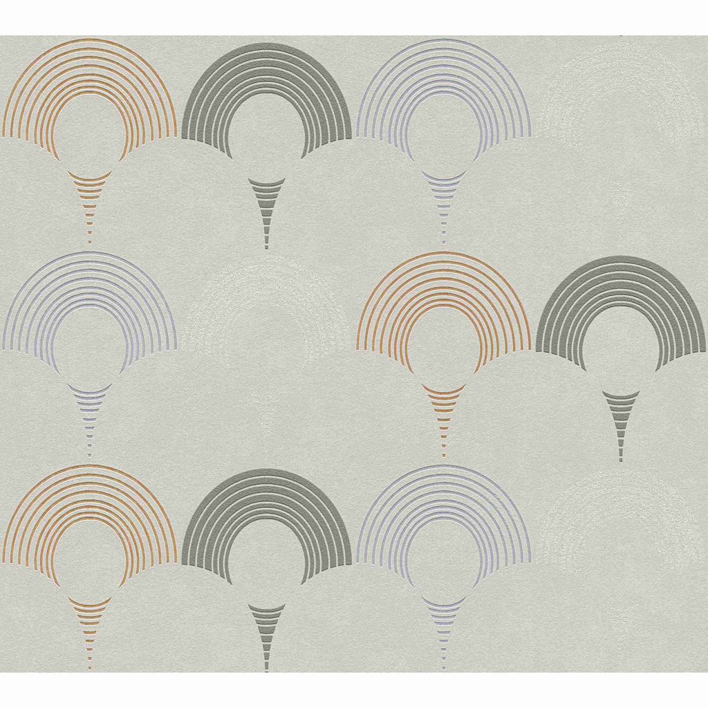 A.S. Création Art Deco Tapete Pop Style Vliestapete mit Glitzereffekt grau silber orange blau 10,05 m x 0,53 m