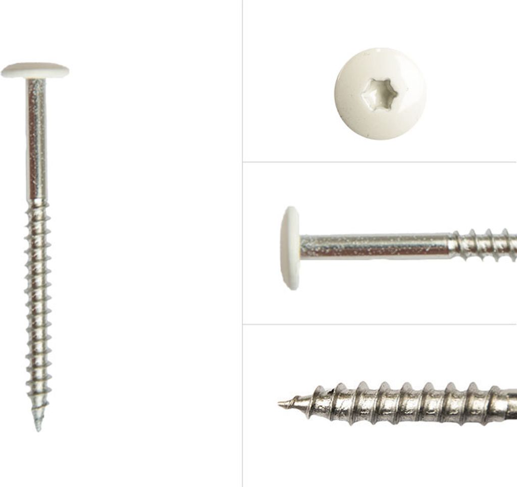 Schrauben für Trespa HPL Platten Edelstahl A2 weiß 4,8 x 50 mm - 100 Stück