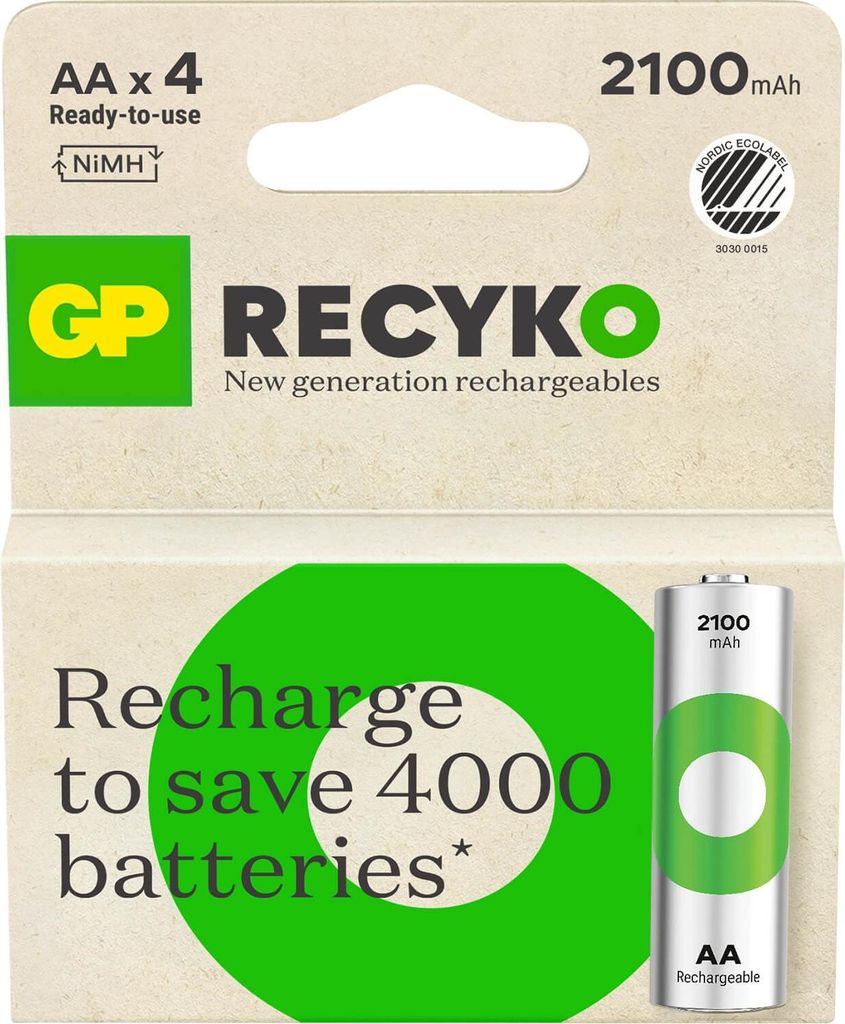 Akku Recyko NiMH AA HR6 2100mAh 4er-Pack