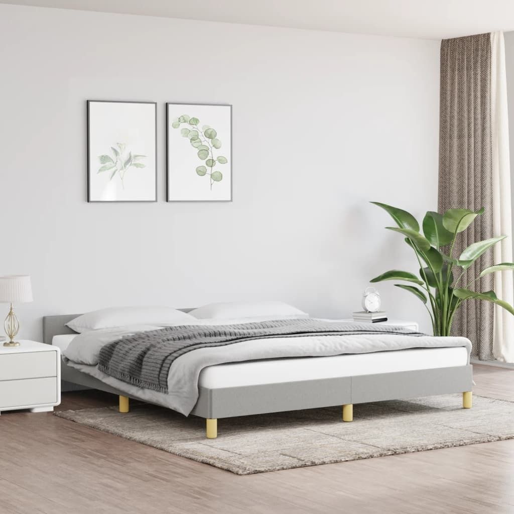 The Living Store Bettgestell mit Kopfteil Hellgrau 160x200 cm Stoff