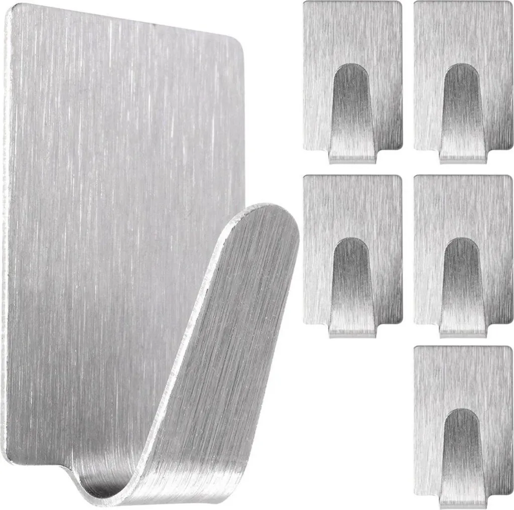 Set 6 Ganci Autoadesivi Orion Argento Rettangolari 1,8x2,5 cm - Casa e Bagno