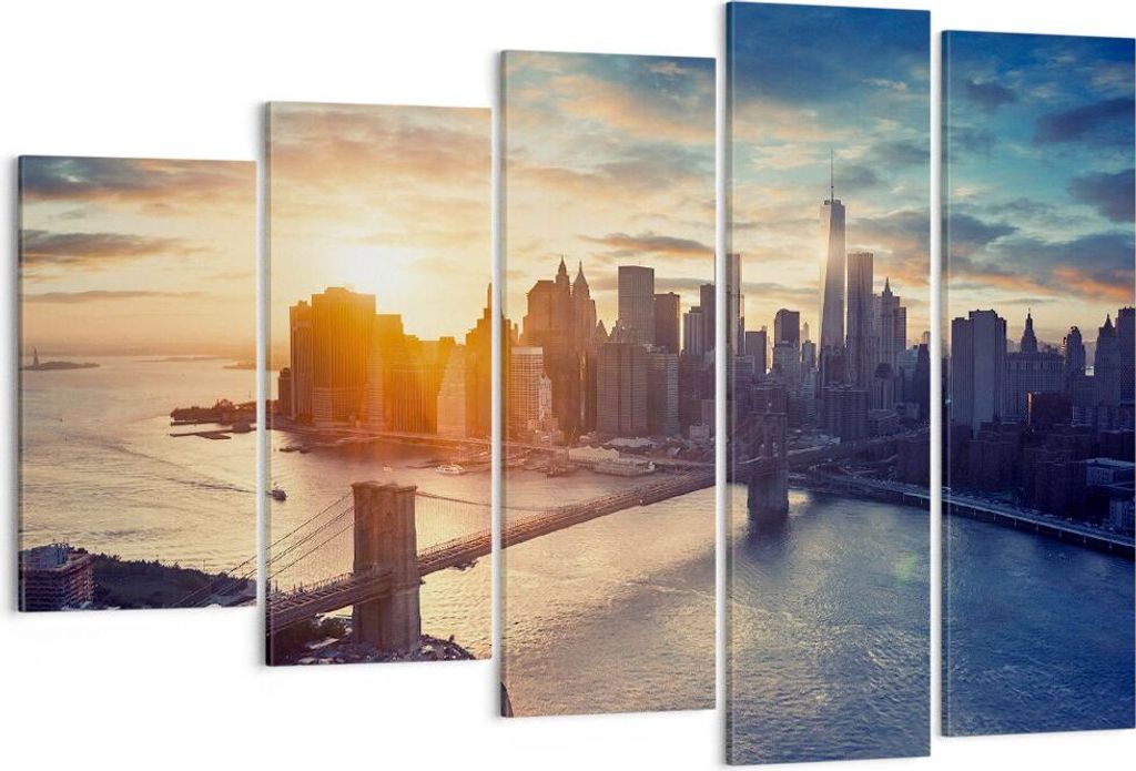 Bild auf Leinwand - Leinwandbild - New York Stadt - 150x100cm - Wand Bild - Wanddeko - Wandbilder - Leinwanddruck - Bilder - Kunstdruck - Wanddekor...