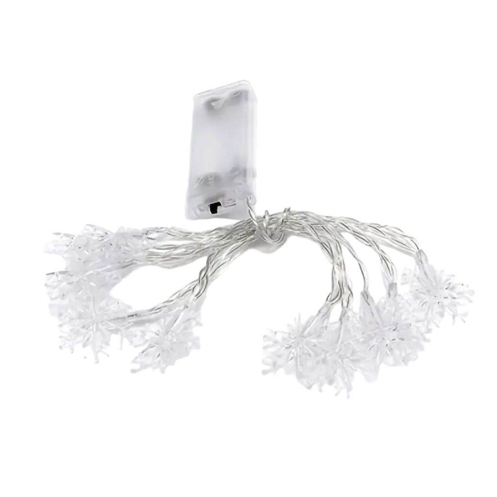 1,8 m LED Lichterkette mit 10 Schneeflocken, Lichtervorhang mit 8 Beleuchtungsmodi und Timer - LEDFLAKES