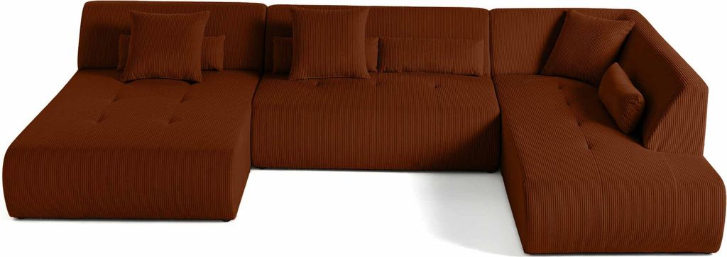 Lisa Design Onyx - 7-Sitzer Wohnlandschaft rechts - Cord , Terrakotta