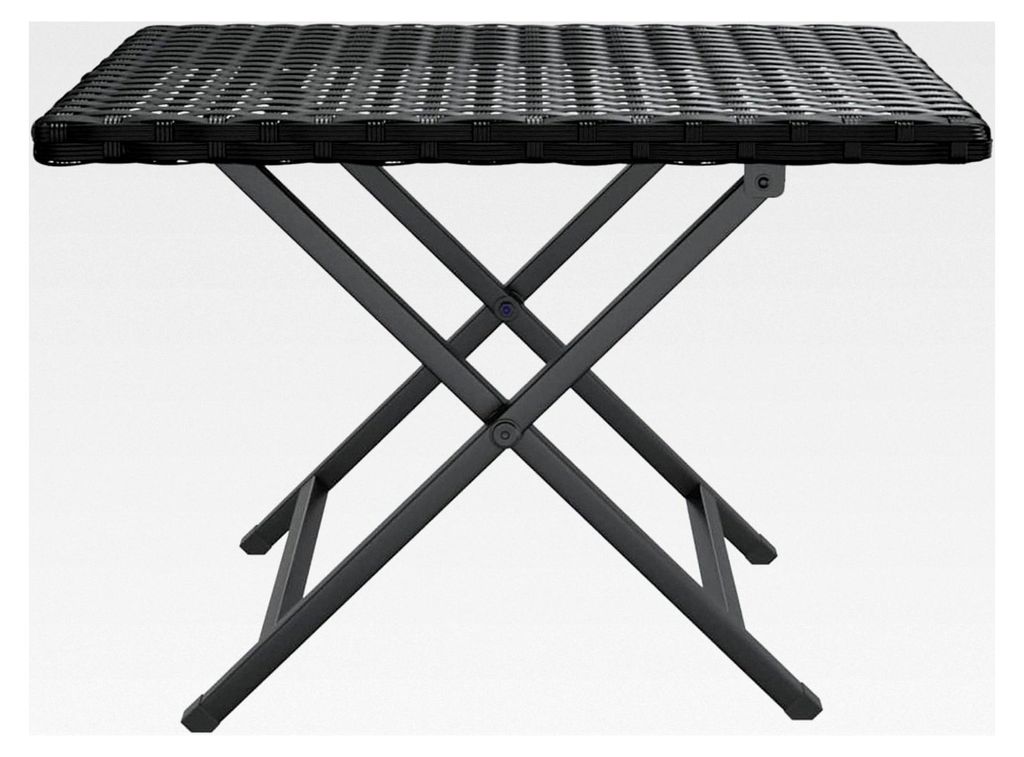 Klappbarer Campingtisch für Garten, Terrasse und Balkon, Schwarz, 45x35x32 cm, Poly Rattan