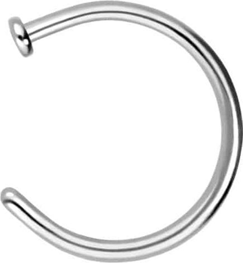 Nasenpiercing, Nasenstecker Chirurgenstahl Nasenring offen PLATTE Silber Innendurchmesser: 9mm + Stabstärke: 1mm